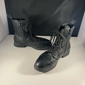 Xena Spice Womens Black Leather Side Zip Steel Toe Work Boots- Size 7.5